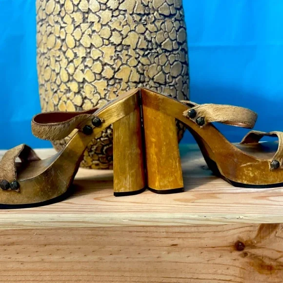 VINTAGE STEVE MADDEN WODDEN SANDALS SIZE. 6 - Picture 4 of 16